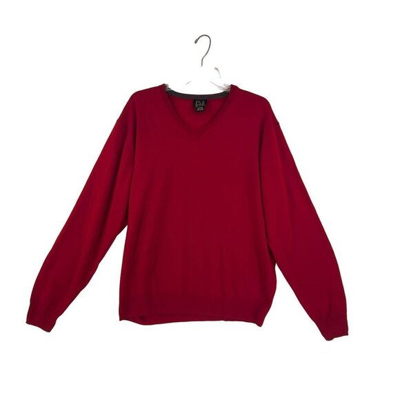 Jos A. Bank Men's  Knit Wool V Neck Long Sleeve Sweater Red Size Large - Picture 1 of 8